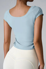 Round Neck Short Sleeve Active T-Shirt - Ladyez