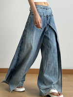 Wide Leg Wash Patchwork Jeans - Ladyez