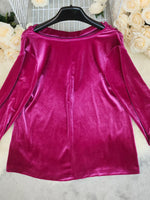 Cowl Neck Long Sleeve Velvet Blouse
