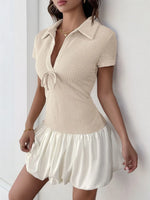 Perfee Johnny Collar Short Sleeve Mini Dress
