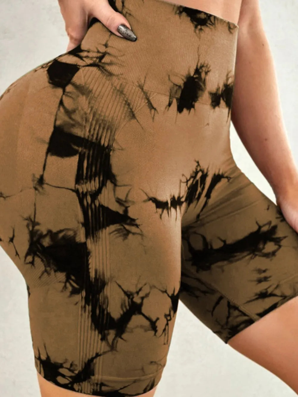 Tie-Dye High Waist Active Shorts - Ladyez