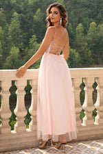 Lace-Up Backless Mesh Dress - Ladyez