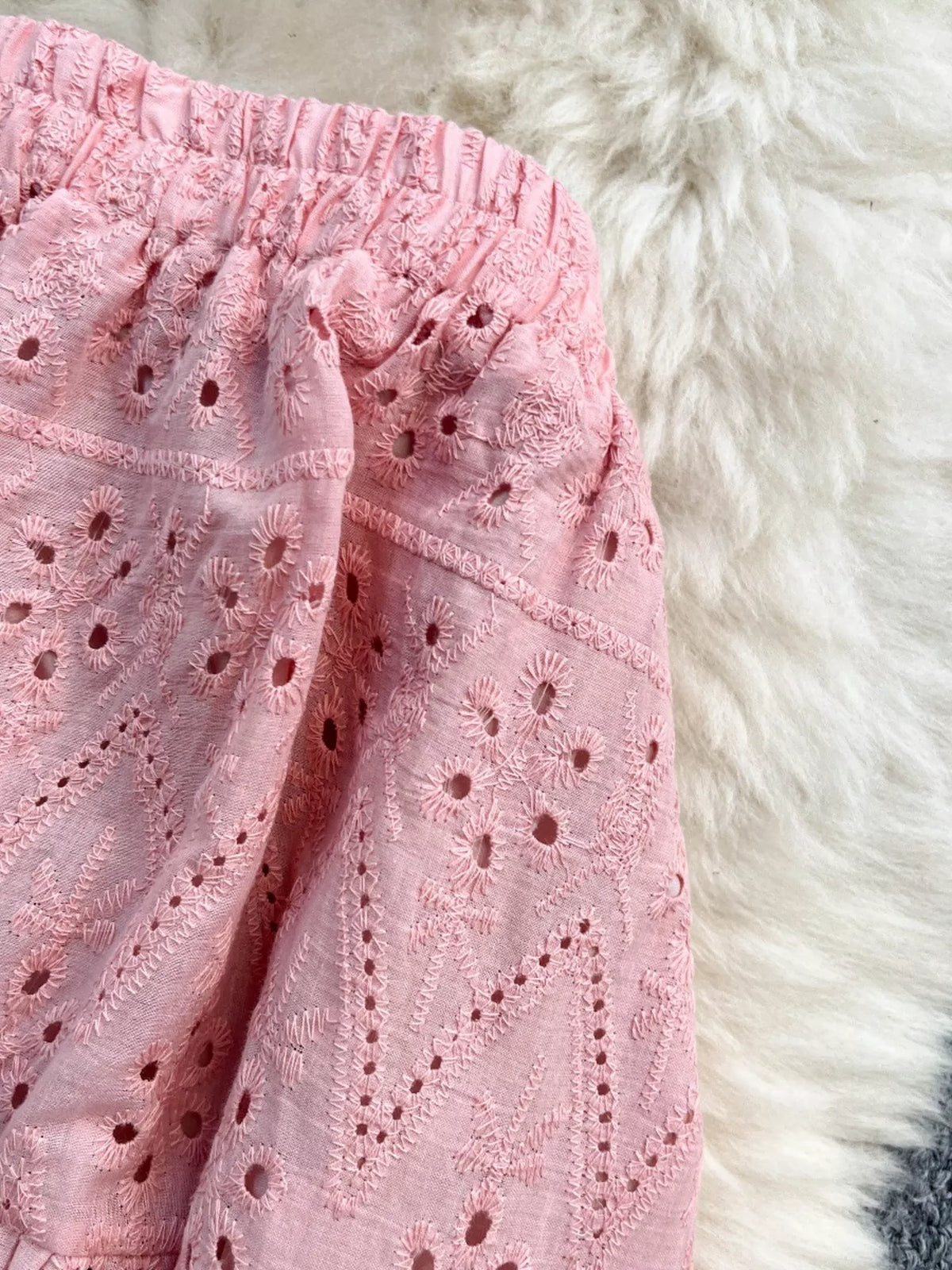 Smocked Crop Top and Hollow-Out Skirt Set