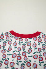 Floral Print Ruffle Sleeve Tiered Midi Dress