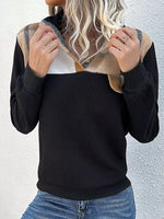 Color Block Texture Long Sleeve Sweatshirt