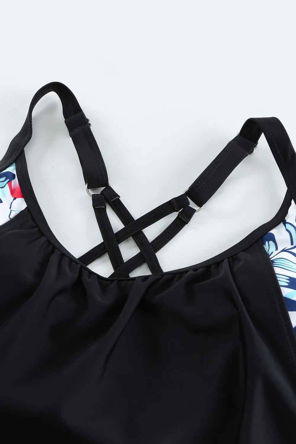 Full Size Crisscross Scoop Neck Tankini Set - Ladyez
