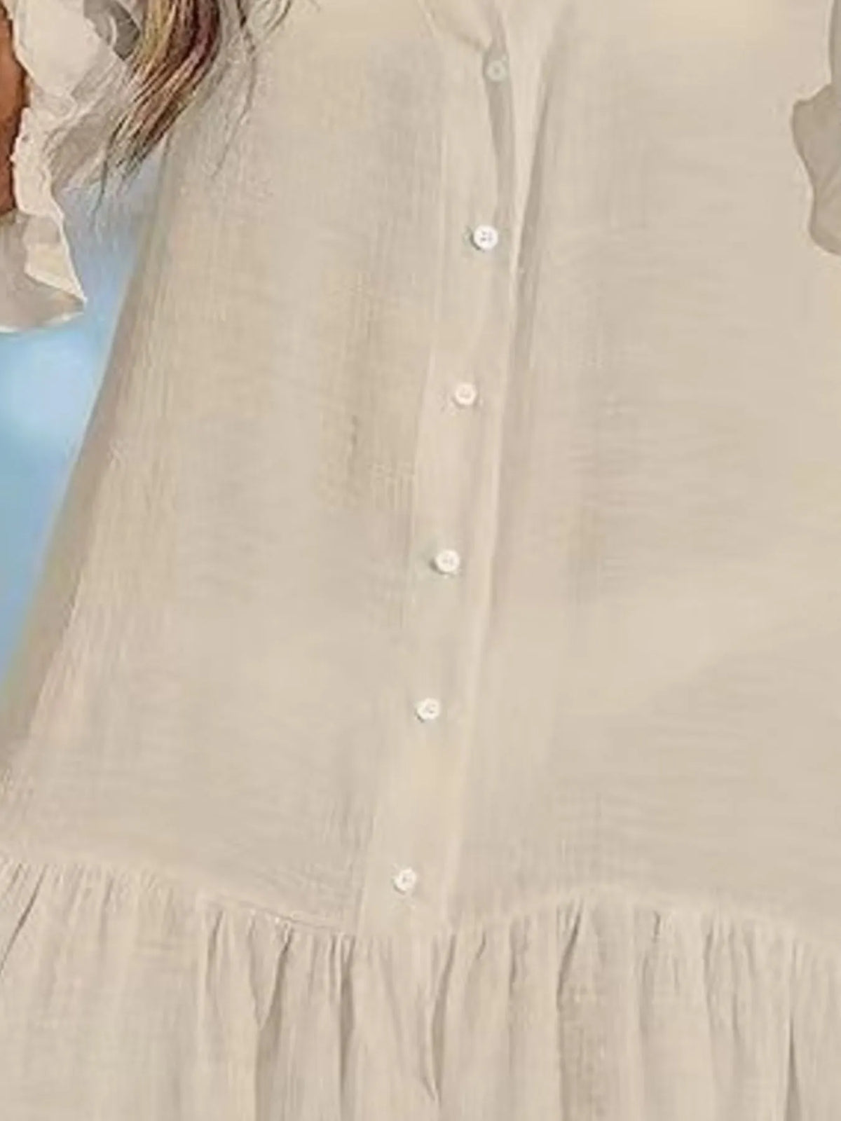 V-Neck Button Down Beach Cover Up Dress - Ladyez