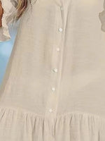 V-Neck Button Down Beach Cover Up Dress - Ladyez