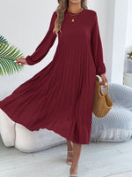 Pleated A-Line Midi Dress