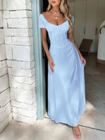 Devine Sweetheart Neck Short Sleeve Maxi Dress - Ladyez