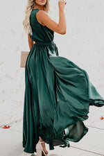 Surplice Tie Waist Maxi Dress - Ladyez