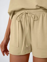 Round Neck Cap Sleeve Top and Shorts Set - Ladyez