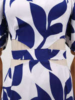 Off-Shoulder Cutout Leaf Print Maxi Dress