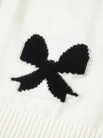 Tie Front Bow Pattern Cardigan