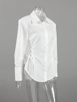 Side Lace Up Button Up Shirt