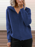 Full Size Ribbed Knit Zip-Up Outerwear Plus Size