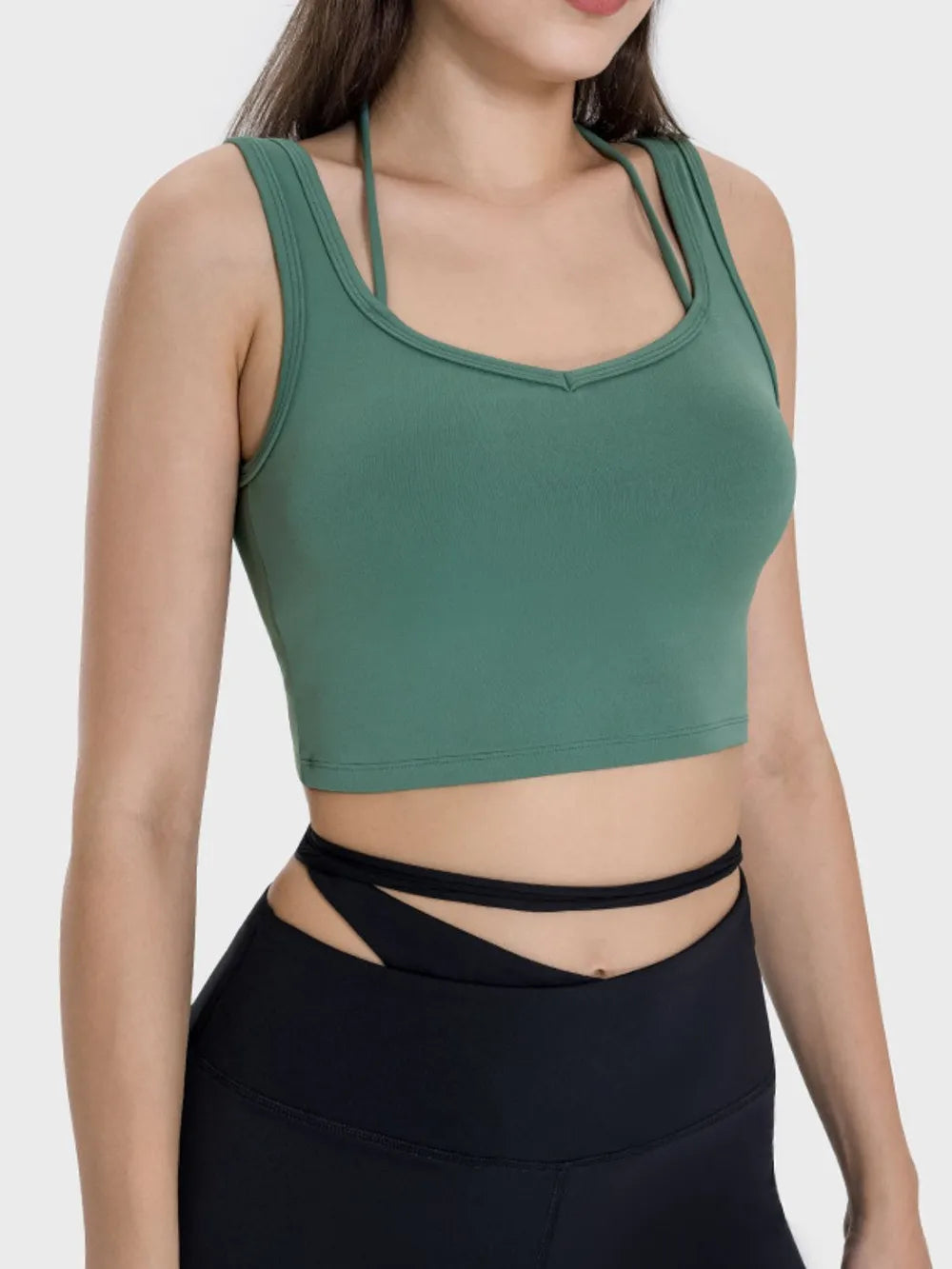 Millennia Crisscross Square Neck Active Tank - Ladyez