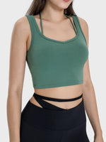 Millennia Crisscross Square Neck Active Tank - Ladyez
