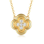925 Sterling Silver Moissanite Leaf Clover Necklace - Ladyez