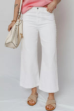 Pearl Embellished Side Seam Ankle-length Shift Jeans