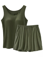 Plus Size Modal Padded Sleeveless Tank Top & Shorts Set
