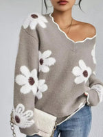 Floral V-Neck Long Sleeve Sweater