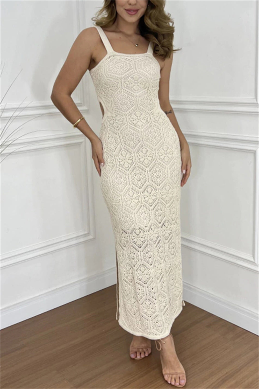 Cutout Side Slit Maxi Tank Dress - Ladyez