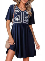 Floral Short Sleeve Flowy Mini Dress