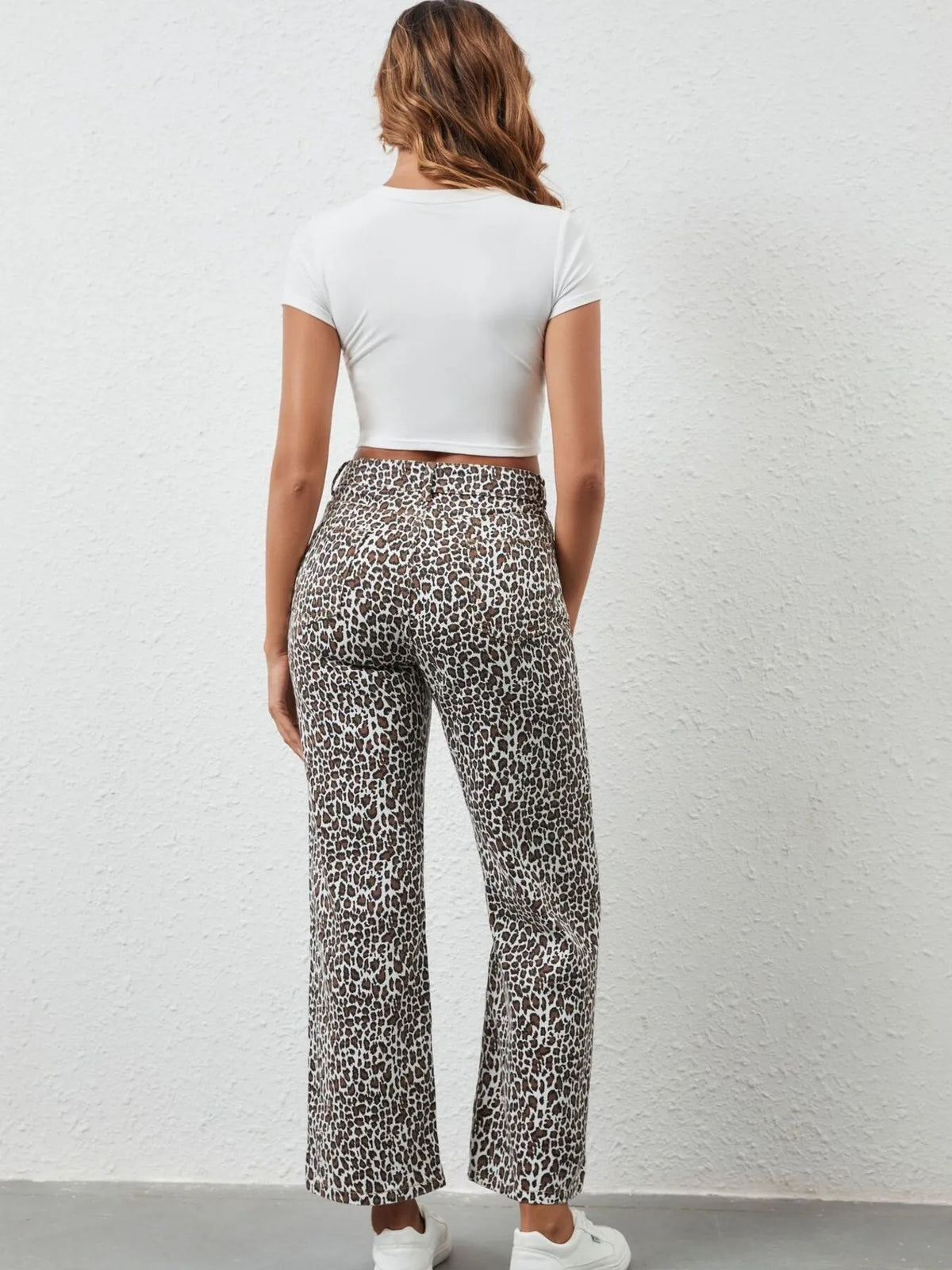 Leopard Print Wide Leg Jeans - Ladyez