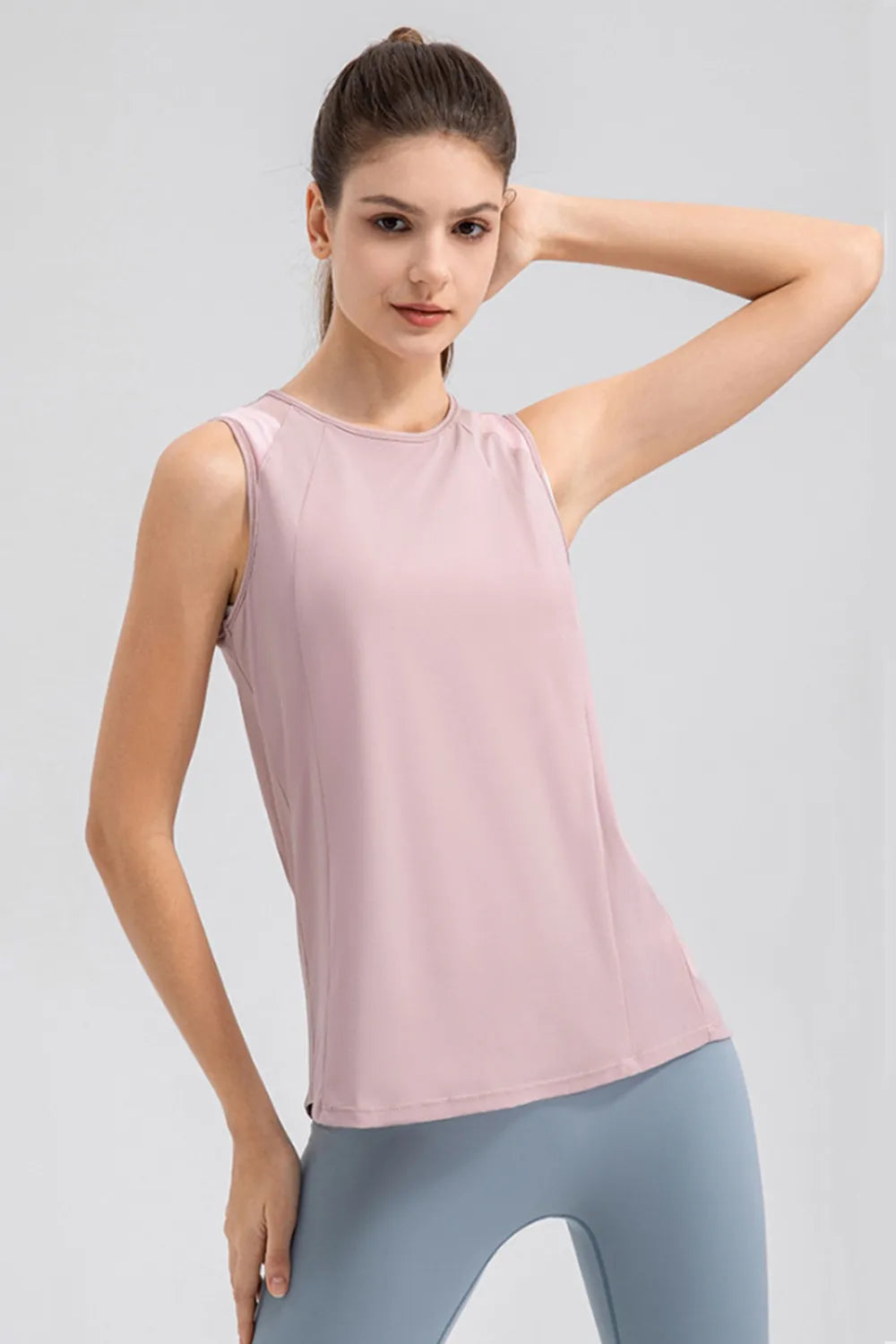 Round Neck Wide strap Active Tank - Ladyez
