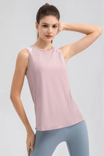 Round Neck Wide strap Active Tank - Ladyez