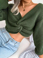 Twisted Front Cropped Sweater