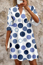 Polka Dot Print Flounced Half Sleeve Casual Vacation Style Mini Dress