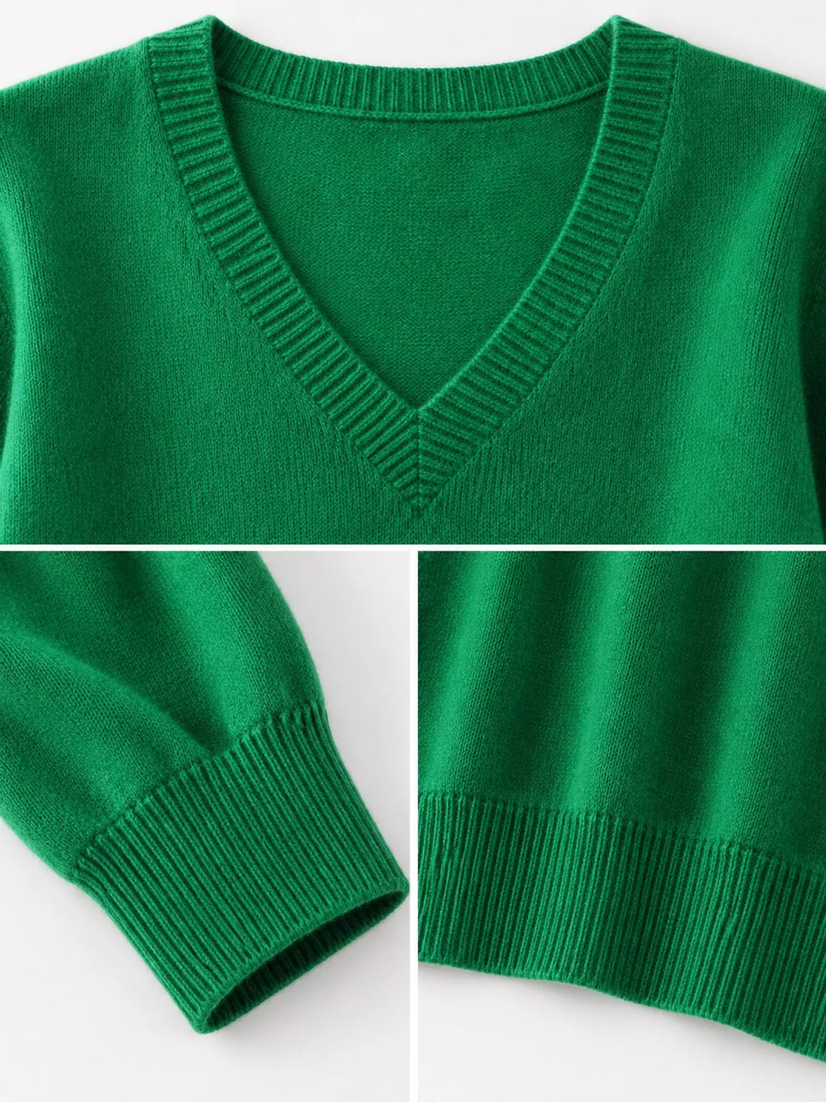 V-Neck Solid Color Sweater