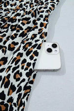 Leopard Print Colorblock Trim Sleeveless Midi Dress