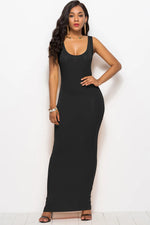 Scoop Neck Wide Strap Maxi Dress - Ladyez