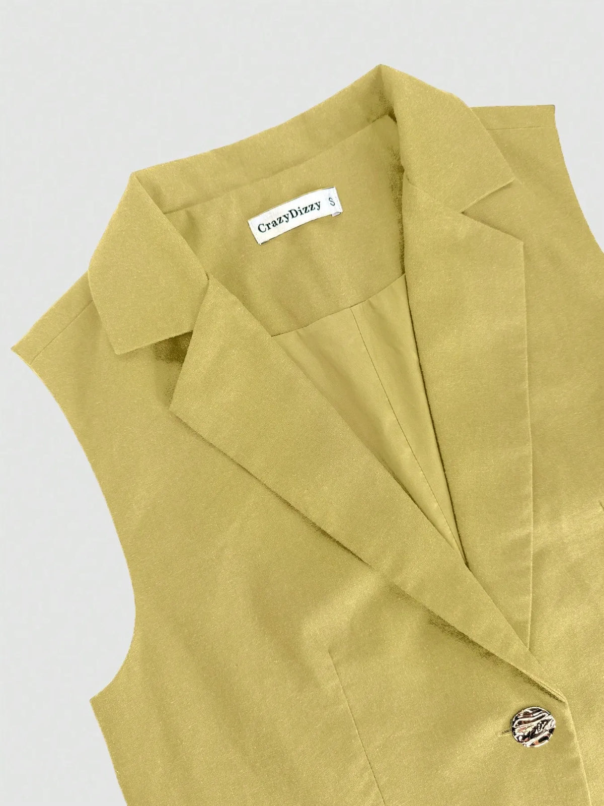 One Button Sleeveless Top and Pants Set