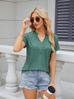 Florira Notched Short Sleeve T-Shirt - Ladyez
