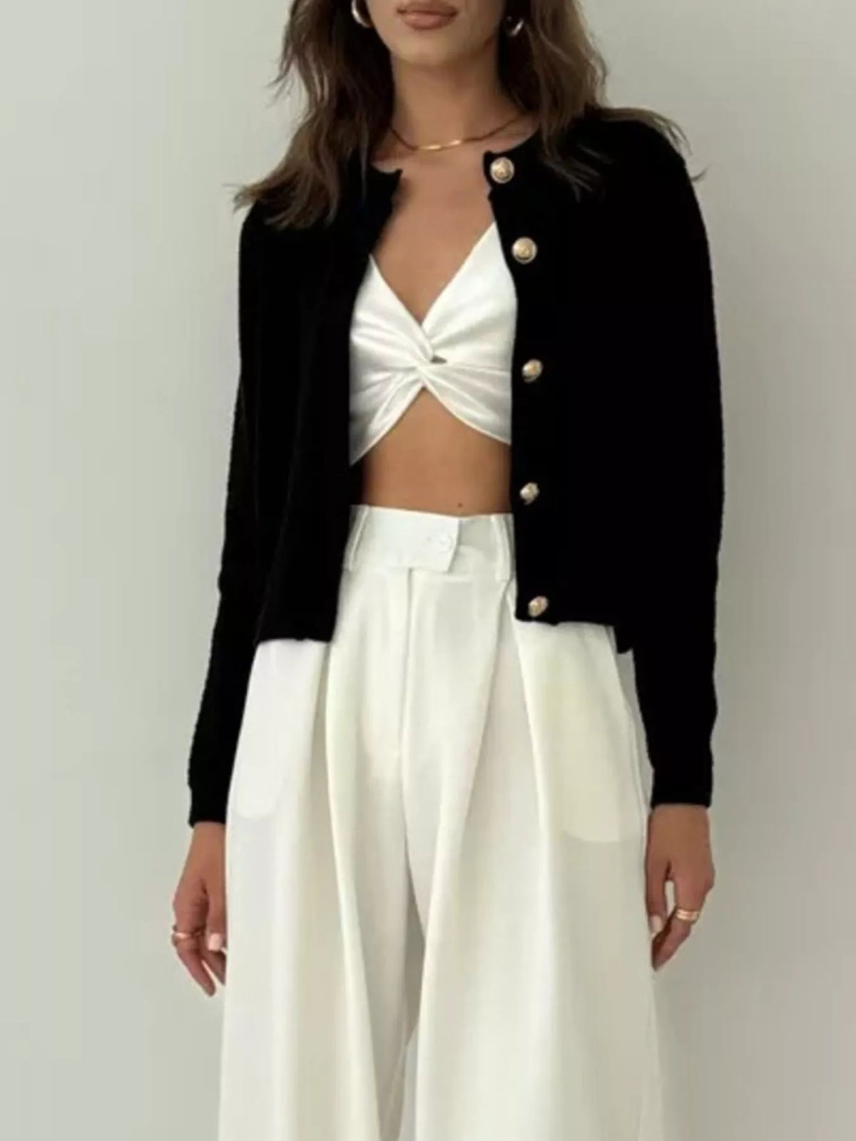 Button Up Texture Knit Cardigan