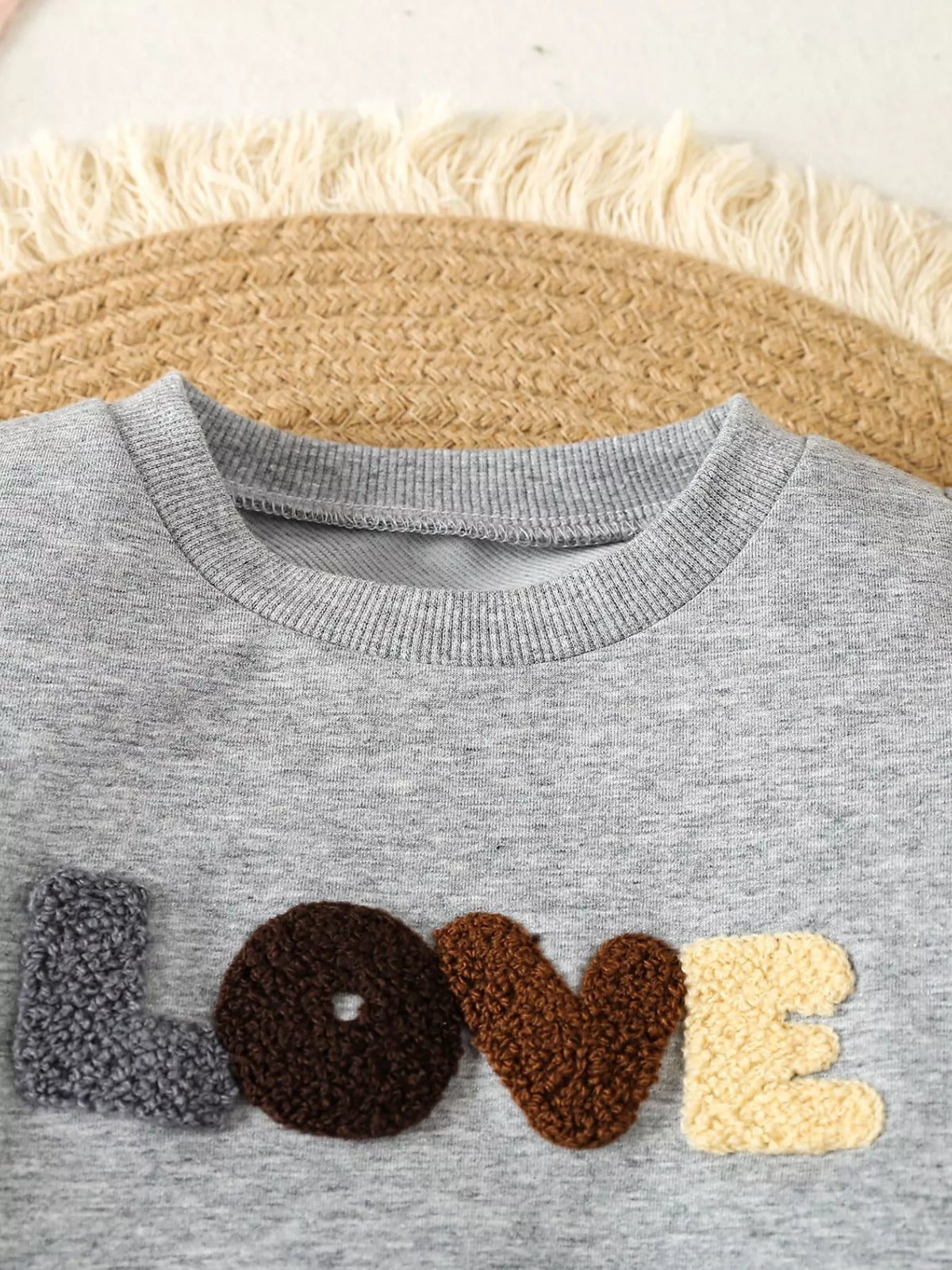 Children's Letter Round Neck Top and Pants Set