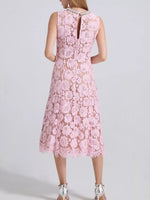 Pearl Neckline Sleeveless Lace Dress