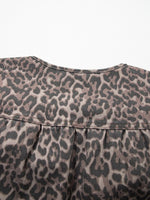 Leopard Print Ruffle Hem Denim Top