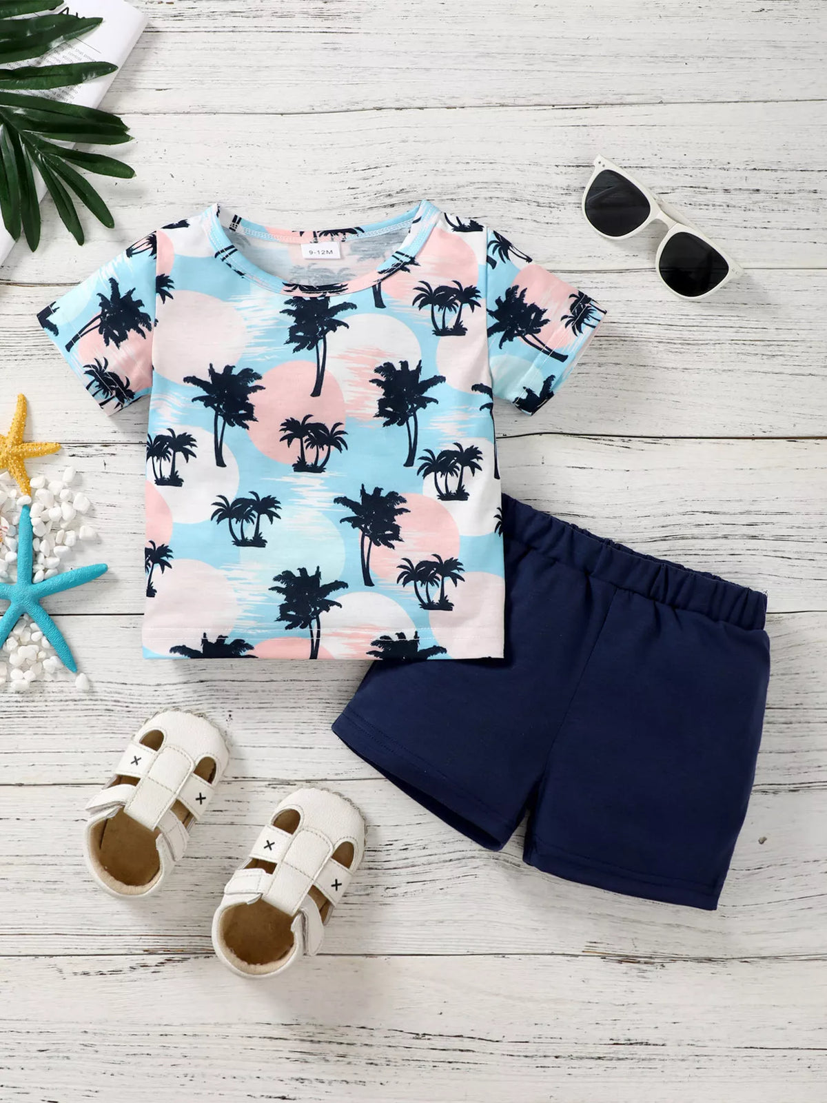 Children's Tropical Palm Tree Print Outfit Set