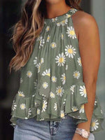 Ruffled Printed Halter Neck Cami Top - Ladyez