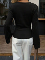 Wrap-Front Long Sleeve T-Shirt