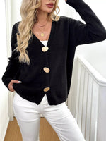 Button-Down V-Neck Cardigan