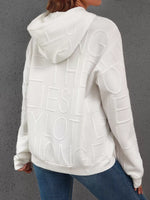 Full Size Textured Embossed Long Sleeve Hoodie Plus Size