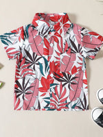 Children's Tropical Leaf Print Shirt & Shorts Set