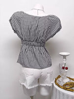 Plaid Short Sleeve Blouse