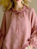 Frill Balloon Sleeve Blouse